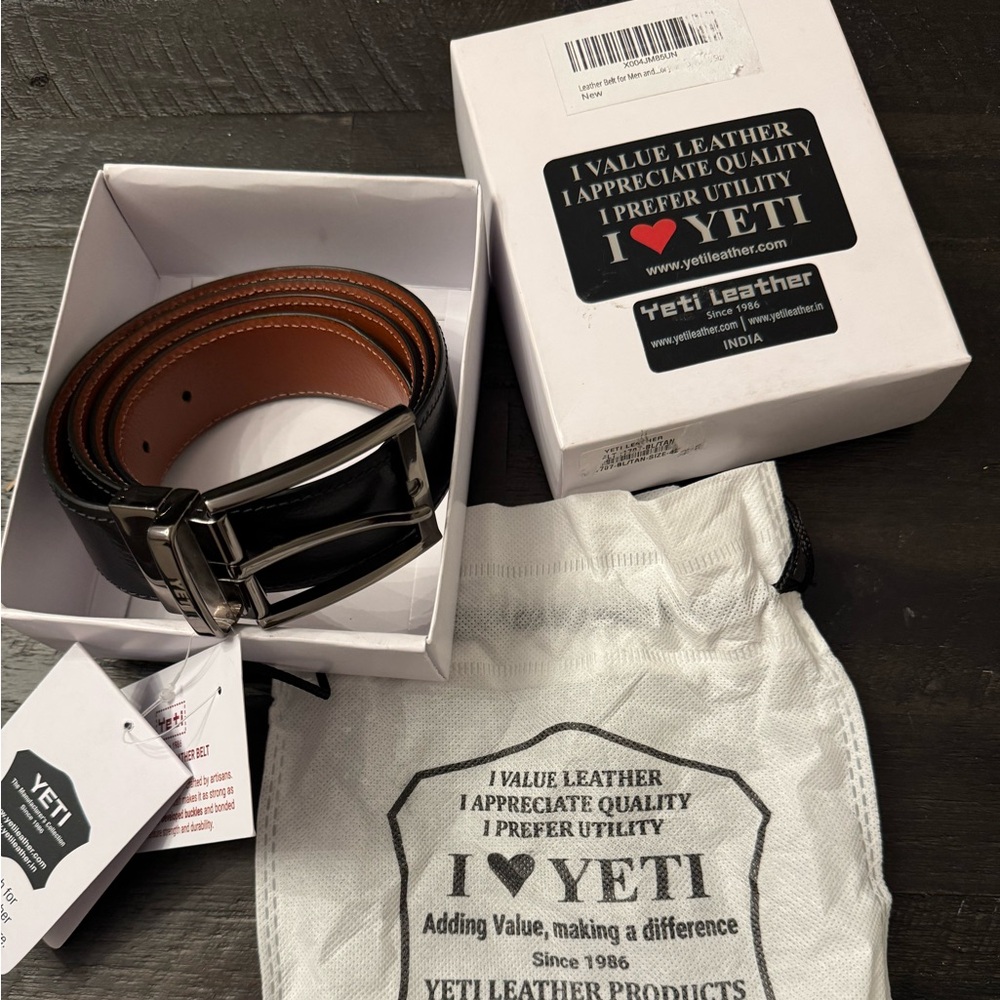 NEW Genuine Leather Yeti Belt, Black, Size 40